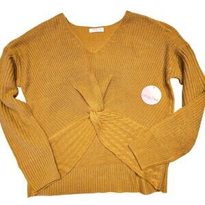 Full Circle Trends Brown Gold Sweater NEW Women's XL Twist Knit Long Sleeves Top
